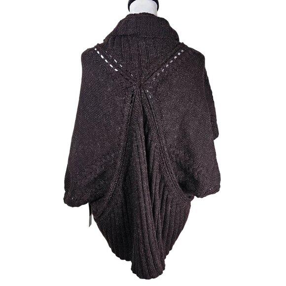BCBG MaxAzria Chunky Knit Shawl Cocoon Cardigan S/M Brown Acrylic Alpaca Blend - Picture 3 of 8